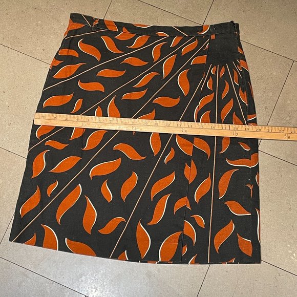 Dorothee Schumacher Black +Orange Wrap Mini Skirt-Cotton-Large - Picture 8 of 16
